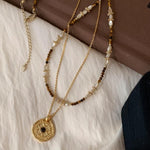 Beaded Multi Layer Coin Necklace