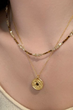 Beaded Multi Layer Coin Necklace