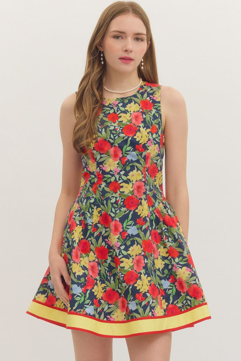 Navy Blossom Edge Dress