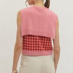 Cherry Check Sweater Tank