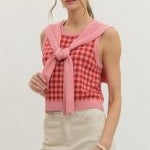 Cherry Check Sweater Tank