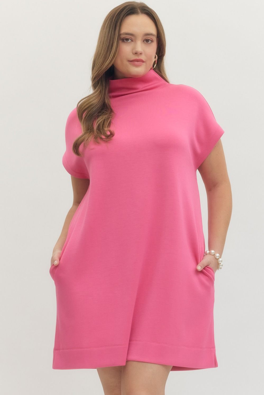 Sleek Mock Neck Curve Dress