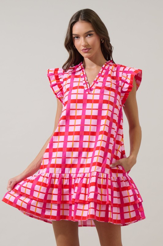 Pink Plaid Party Dress
