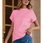 Rosy Ribbed Pocket Top