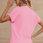 Rosy Ribbed Pocket Top