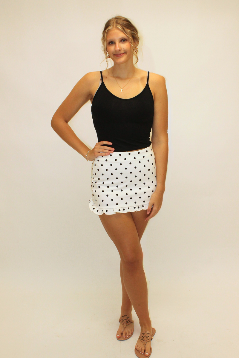 Polka Dot Mini Ruffle Skirt
