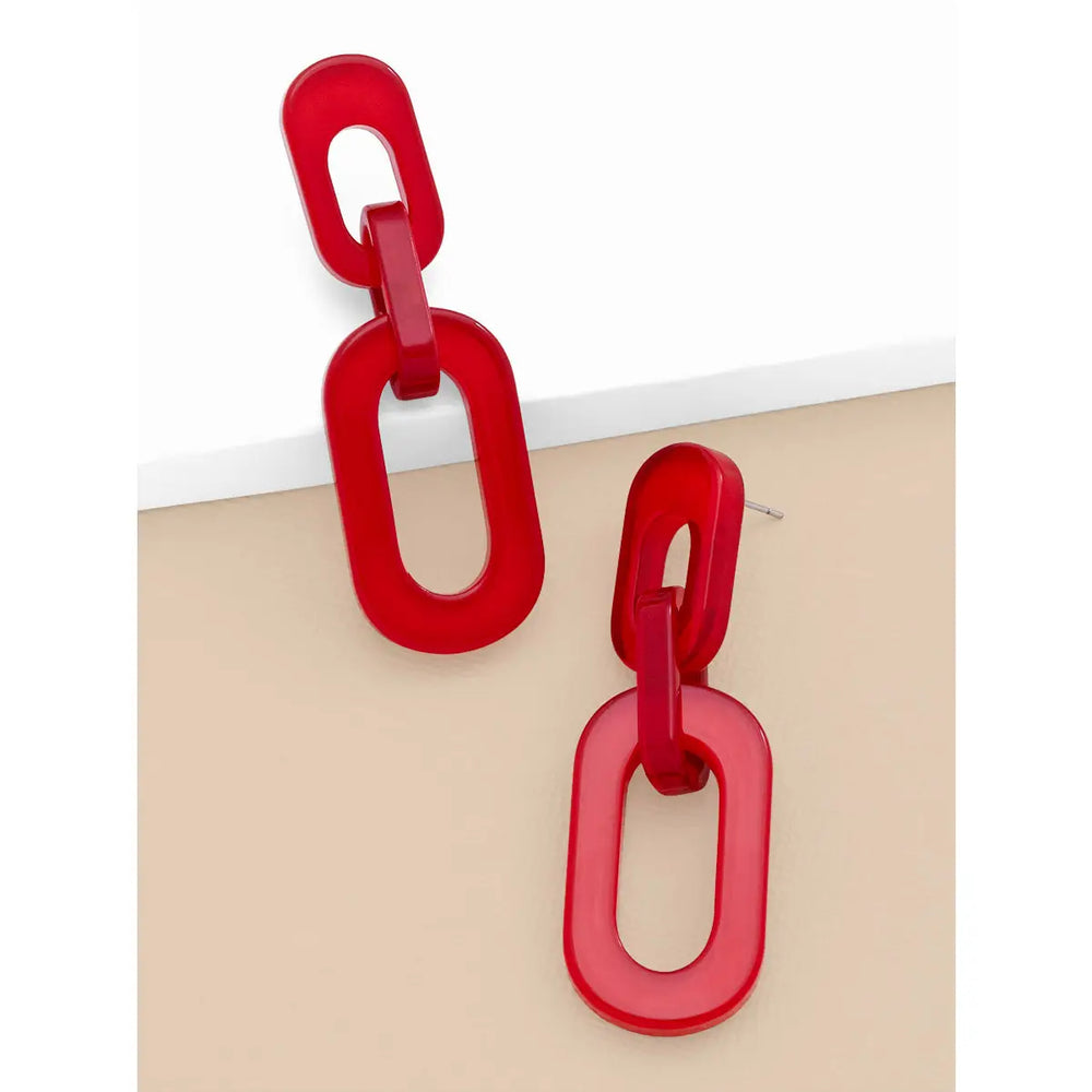 Red Chain Drop Earrings