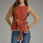 Rust Charm Peplum Top