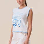 Sardine Embroidered Sweater Top