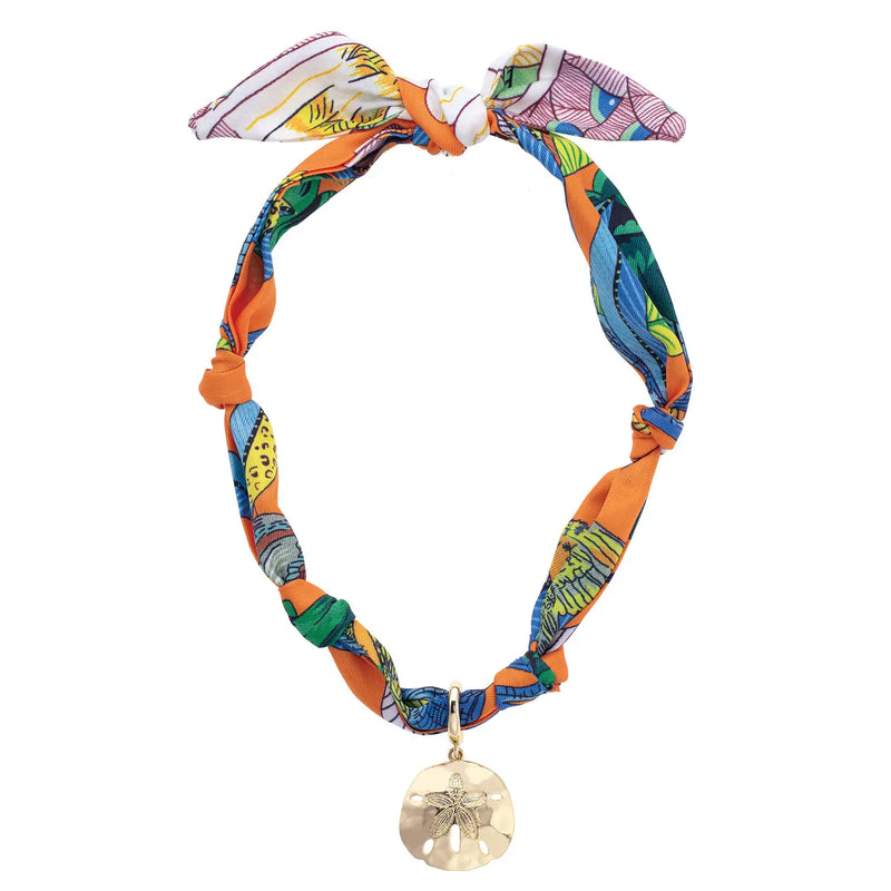 Orange Starfish Scarf Necklace
