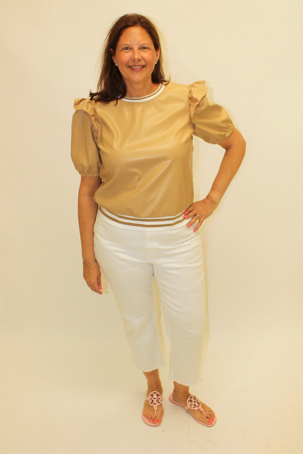 Soft Edge Faux Leather Top