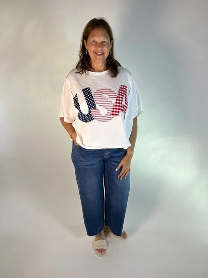 USA Patchwork Crop Top