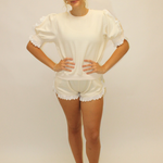 Cotton Eyelet Trim Top and Short Set