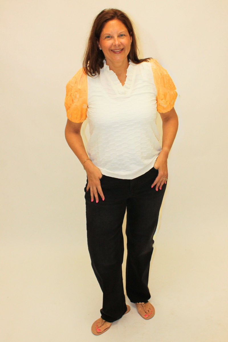 Golden Bloom Organza Top
